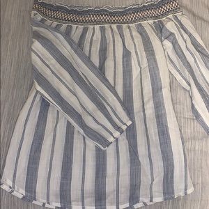 Off the shoulders, striped Abercrombie & Fitch top